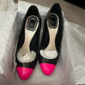 Christian Dior pumps black scratches & fades pink comes thru for a graffiti look